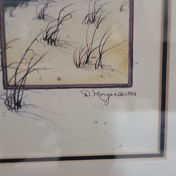 D. Morgan Lighthouse 1994 Art Print Framed " Lighthouse Beacon In The Night" - Picture 2 of 5